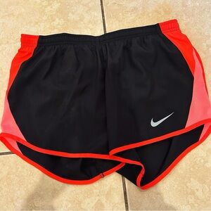 Nike Dri-Fit Women's Black and Orange Athletic Shorts